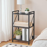 HOOBRO Bookshelf, 3-Tier Industrial Bookcase, Book Shelf Storage Organizer, Small Bookshelf with Metal Frame for Living Room, Bedroom, Home Office, Kitchen, Black BB71SJ01 HOOBRO