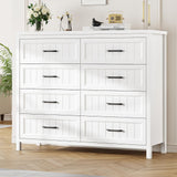 Jocoevol Farmhouse Dresser 8 Drawer Dresser for Bedroom, Large Wooden Dressers Double Grey Dresser with Deep Drawers Dressers for Hallway, Entryway (White) Jocoevol