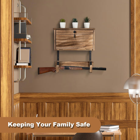 Gun Rack Wall Mount Hold Up Displays,Horizontal Gun Racks for Wall, Pistol Rack Stand,Shotgun Holder, Rifle Wall Mount,Gun Hardwood Hanger Miratino