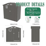 Vigo huseeo 6x3.6FT Outdoor Storage Shed, Galvanized Steel Garden Shed with Lockable Door & Window, Waterproof Metal Tool Storage for Garden, Backyard, Patio, Lawn(Peak Roof) Vigo huseeo