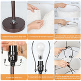 Table Lamps Set of 2, 22" to 30"Adjustable Height Bedside Lamps for Living Room 3 Color Temperatures Tall Nightstand Lamps Modern Brown Table Lamp for Bedroom Office End Table (Bulbs Included) JUNNAI