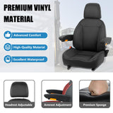 TICSEA Universal Tractor Seat, Forklift Seat with Retractable Seatbelt and Adjustable Backrest Headrest Armrests for Boat Excavator Harvester Loader Backhoe Dozer Telehandler(Black) TICSEA