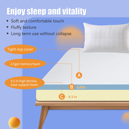 5/6/8/10/12-inch Gel Memory Foam Queen Size Mattresses in A Box Lucid Mattress for Cool Sleep & Pressure Relief Quee Size Mattresses Medium Firm Mattress,CertiPUR-US 80×60×12，White