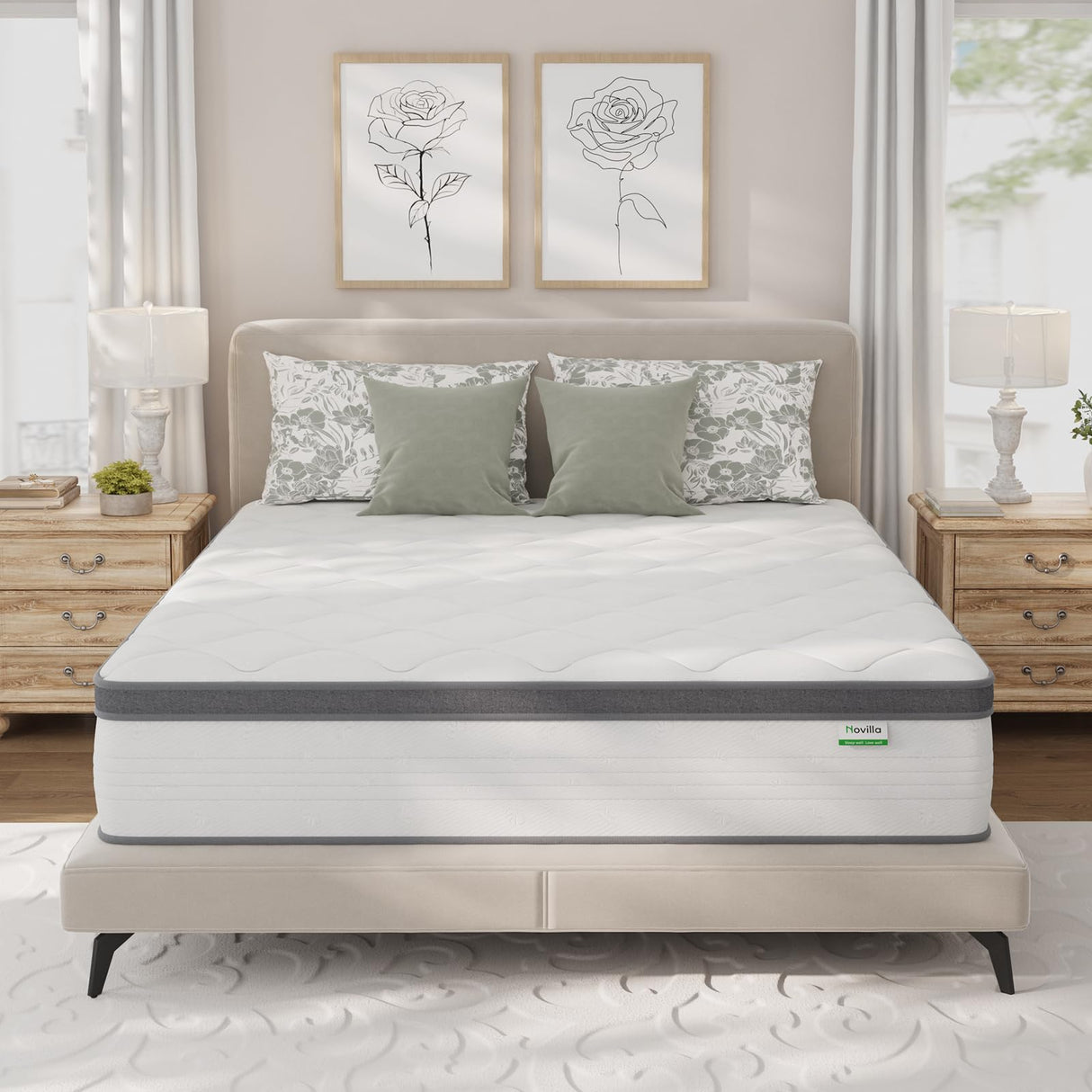 Novilla Full Size Mattress, 10 Inch Full Hybrid Mattress in a Box, Pocket Innerspring Mattress Full for Motion Isolation, Pressure Relief, Sopportive & Firm Feel Novilla