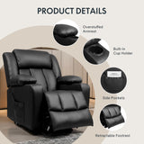 FLEXISPOT XL31 Power Lift Recliner Chair for Elderly, Oversized Electric Leather Lift Chair with Cup Holders, Side Pockets, Massage Reclining Chair Sofa for Living Room Bedroom (Black) FLEXISPOT