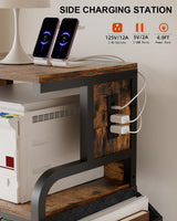 WTINAPIG Tall Printer Stand with Storage Adjustable Shelf and Bag, 4-Tier Large Printer Table with Charging Station for Home Office, Printer Cart with Wheels for 3D Printer Shredder Scanner Fax WTINAPIG