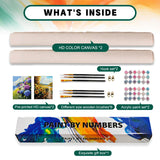 2 Pack Paint by Numbers Kit for Adults Beginner, Flowers Adult Paint by Number Kits on Canvas, DIY Hydrangea Sunflower Landscape Acrylic Painting by Number Kits for Home Decor Gift 16x20 Inch Possoco