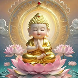 APTDYIGL 5D Lotus Buddha Diamond Painting Kits for Adults Beginner,DIY Buddhism Diamond Art Kits for Adults,Round Full Drill Diamond Dots with Gem Art Kits,Home Wall Decor 13.7X13.7inch APTDYIGL