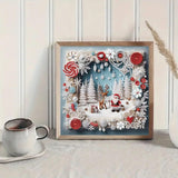 ZHUDENGXJL 5D Special Shape Diamond Art Kits for Beginners, Picture Frame Scene Diamond Painting Kits for Adults,DIY Crystal Rhinestones Diamond Painting for Santa Elk Home Wall Decor 12×12Inch ZHUDENGXJL