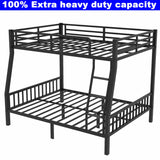 Kntyr Upgraded Version Thicken Metal Full XL Over Queen Bunk Bed, Stronger Heavy Duty Steel Bunk Bed Full Over Queen Size, Best Bunkbed Frame for Adults, Easy Assembly, Black (Full XL Over Queen) Kntyr
