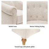 Martha Stewart Fayette Accent Chair for Living Room Bedford Collection, Tufted Back, Traditional Rolled Arms, 6" Thick Removable Cushion, Modern Farmhouse Furniture Bedroom Chair, 35" Wide Cream Martha Stewart