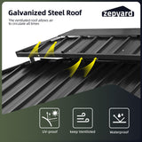 ZEPYARD 12x16 FT Hardtop Gazebo, Metal Outdoor Gazebo with Wood-Grain Coating, Netting and Curtains, Double Galvanized Steel Roof, Patio Hard Top Gazebo for Backyard, Deck, Poolside (Grey) ZEPYARD