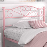 VECELO 14 Inch Twin Size Metal Platform Bed Frame with Headboard and Footboard, Heavy Duty Mattress Foundation with Steel Slats Support, No Box Spring Needed, Pink VECELO