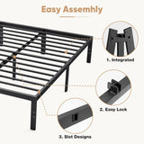 King Size Bed Frame - Metal Platform Bed Frames Mattress Foundation with Steel Slat Support, No Box Spring Needed, Storage Space Under Base, Easy Assembly, Black DUMOS