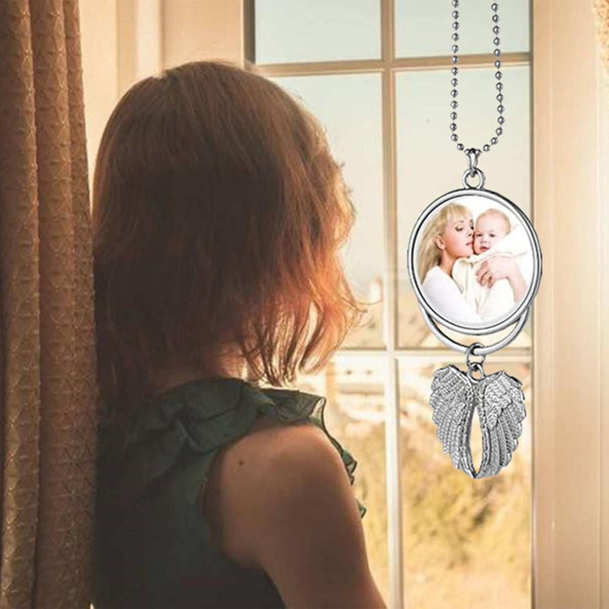 Car Hanging Ornament,Angel Wing Car Rearview Mirror Pendant with Sublimation Blank Pendant Heat Transfer Photo Frame for Automobiles Home Window Christmas Ornaments (Silver-5PC) WoodArtSupply