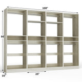 Unikito 100” Closet System, 8.3FT Wood Closet Storage Organizer with 8 Hanging Rods, Adjustable Large Walk in Wardrobe Closet Tower, Sturdy Clothes Garment Rack, Easy Assembly, Set of 4, White Oak Unikito