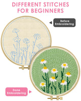 TINDTOP Punch Needle Kit, Daisy Punch Embroidery Kits for Adults Beginner, Tool with Punch Needle Fabric, Hoops, Yarns and Sewing Needles TINDTOP