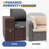 ELPOSUN 7 Pieces Outdoor Patio Furniture Set with 44" Fire Pit Table Brown Rattan Sectional Sofa Conversation Sets for Balcony Lawn and Garden (Gray, 7 pcs w/Fire Table) ELPOSUN