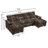 Chireca 110" Convertible Sectional Sofa, U Shaped Comfy Cloud Couch with Double Chaise and Padded Armrests, Modern Upholstered 4 Seater Sofa for Living Room, Apartment, Office, Coffee Chireca