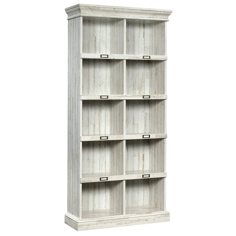 Sauder Barrister Lane Tall Bookcase/Book Shelf 10 Cube Cubby Storage Organizer, L: 35.55" x W: 13.5" x H: 75.04", White Plank Sauder