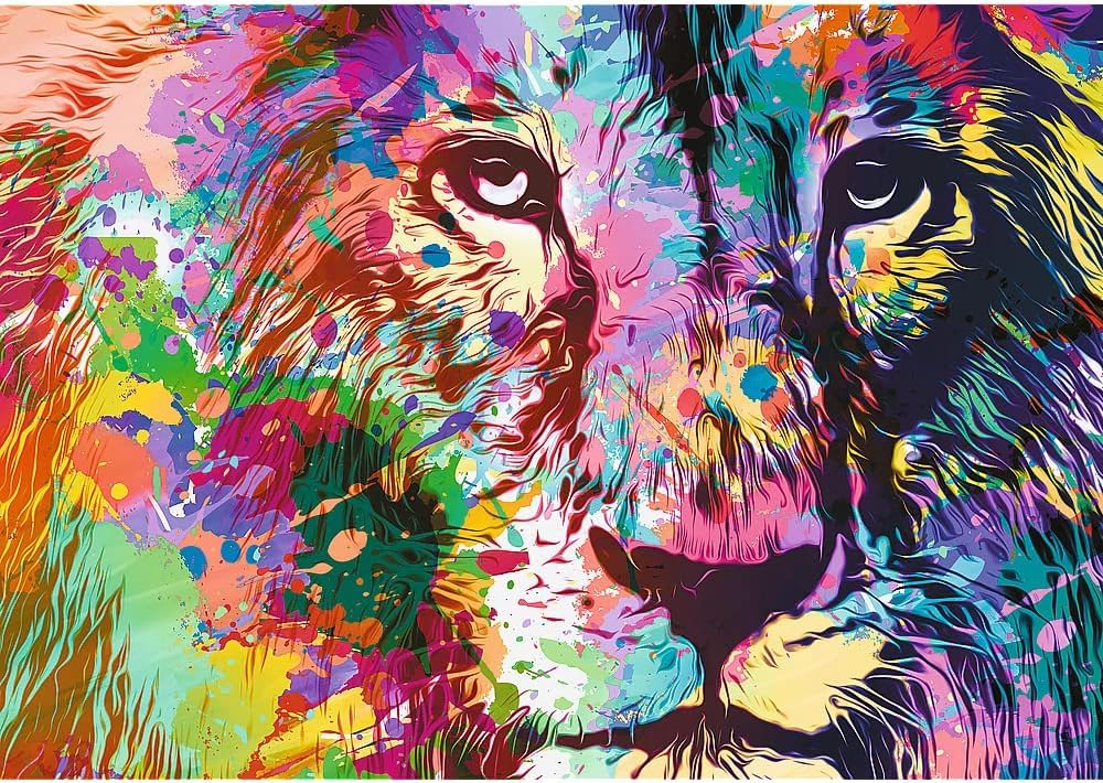 Trefl Colorful Lion 1000 Piece Jigsaw Puzzle Red 27"x19" Print, DIY Puzzle, Creative Fun, Classic Puzzle for Adults and Children from 12 Years Old Trefl