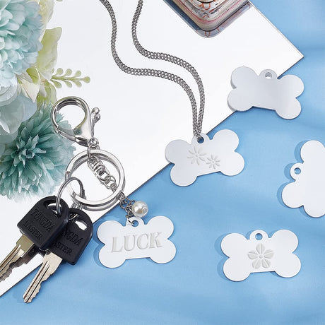 BENECREAT 30pcs Sublimation Aluminum Blank, Dog Bone Aluminum Stamping Tag Blank Dog Tag Double Sided Transfer Tags for DIY Keychains, Pets Tags Project, 1.5x1" BENECREAT
