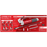 Carbyne Grease Gun - Pistol Grip, 7500 PSI, Heavy Duty Professional Quality, Anodized Aluminum Barrel. 18" HD Flex Hose w/Spring, 6" Straight & 6" Angled Tube, Coupler & Needle Noze, 3-Way Loading Carbyne