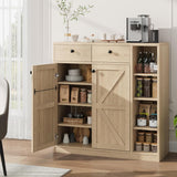 GarveeHome Shoe Storage Cabinet with Doors and Drawers, 42'' Tall Modern Shoe Cabinet with 3 Adjustable Shelves and Stable Base, 4-Tier Shoes Rack Organizer Cabinet for Entryway, Front Door, Natural GarveeHome