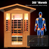 OUTEXER Outdoor Sauna 2 Person Sauna Infrared Saunas Dry Sauna Room Red Cedar and Canadian Hemlock Wood Wooden Sauna Spa 1800W APP Control 7 Color Light 48.8 * 37 * 87.4inch OUTEXER