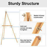 Falling in Art 65" A-Frame Tripod Easel Stand, Wooden Display Easel with Adjustable Canvas Holder, Floor Easel for Wedding Signs, Posters, Paintings, Artwork(Natural) 2 Pack Falling in Art