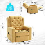 Comermax 330lbs Wide Seat Massage Swivel Rocker Recliners Oversized Yellow Manual Recliner Chairs with Cup Holders for Adults, Comfortable Reclining Rocking Glider Chair Comermax