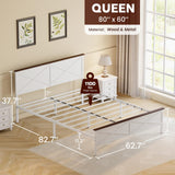 VOPEAK Farmhouse Queen Metal Bed Frame with Headboard and Footboard, Under-Bed Storage, Noise-Free, Easy Assembly, White VOPEAK
