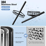 Corner Shower Caddy Tension Pole: Stainless Steel Rustproof 4-Tier Shower Organizer - 47-121 inch Adjustable Bathroom Shelves for Bathtub Shampoo Storage - Tension Rod Floor Standing Bath Rack - Black ESSEME
