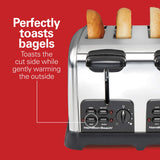 Hamilton Beach 24782 Retro Toaster with Wide Slots, Sure-Toast echnology, Bagel & Defrost Settings, Auto Boost to Lift Smaller Breads, 4 Slice, Polished Stainless Steel Hamilton Beach