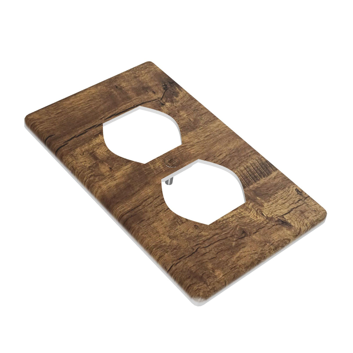 Rustic Wood Print Outlet Covers Wall Plate Single Duplex Receptacle Cover Electrical Outlet Plate Brown Farmhouse Decorative Switch Plate，4.50 x 2.76 Inch YWTZWT