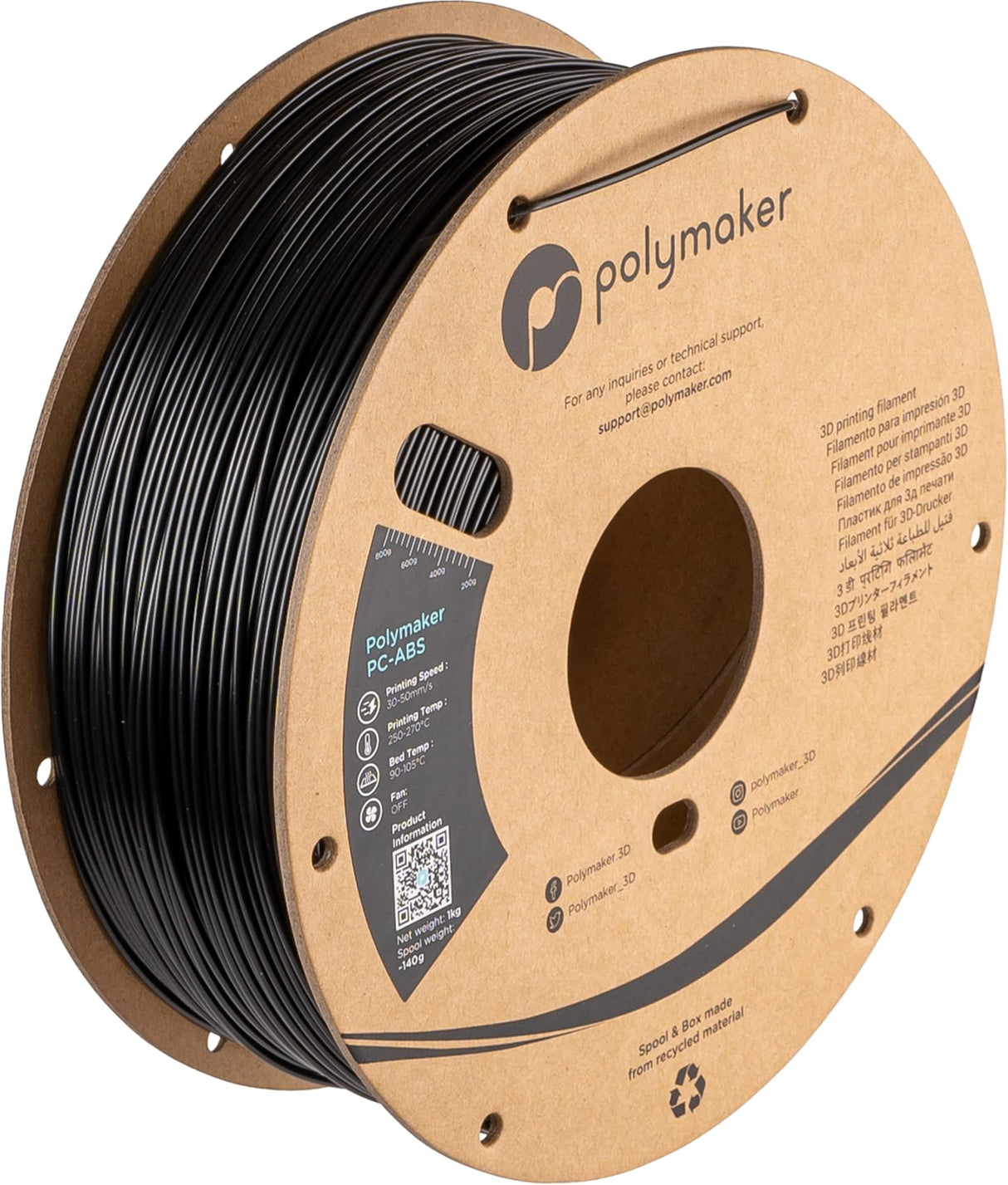 Polymaker PC-ABS Black - 1.75 mm - 1 kg POLYMAKER