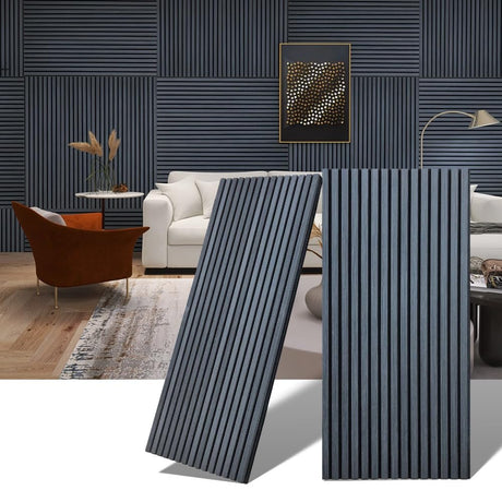 ARTSLAT 2PCS 3D Fluted Sound Absorbing | Acoustic Wood SLAT Wall Panels | Interior Design for Walls and Ceilings | 47.24 * 23.62in | 0.82” Depth | Matte Black ARTSLAT