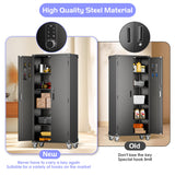 Aobabo Metal Garage Storage Cabinet with Wheels,Heavy Duty Garage Cabinet with Password Lock,Steel Cabinet with 2 Doors and 4 Adjustable Shelves for Aobabo