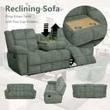 SIENWIEY Recliner Sofa Set for Reclining Living Room Furniture，Green Corduroy Reclining Sofa and Loveseat Set Manual Fabric Reclining Couch Set with 3 Seater Reclining Sofa 2 Seater Loveseat Recliner SIENWIEY