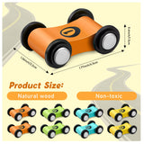 8 Pieces Wooden Mini Car Wood Race Car Kids Wooden Track Colorful Car Ramp Toy Replacement Car Toy Vehicle Play Sets for Toddlers Party Gift Sotiff