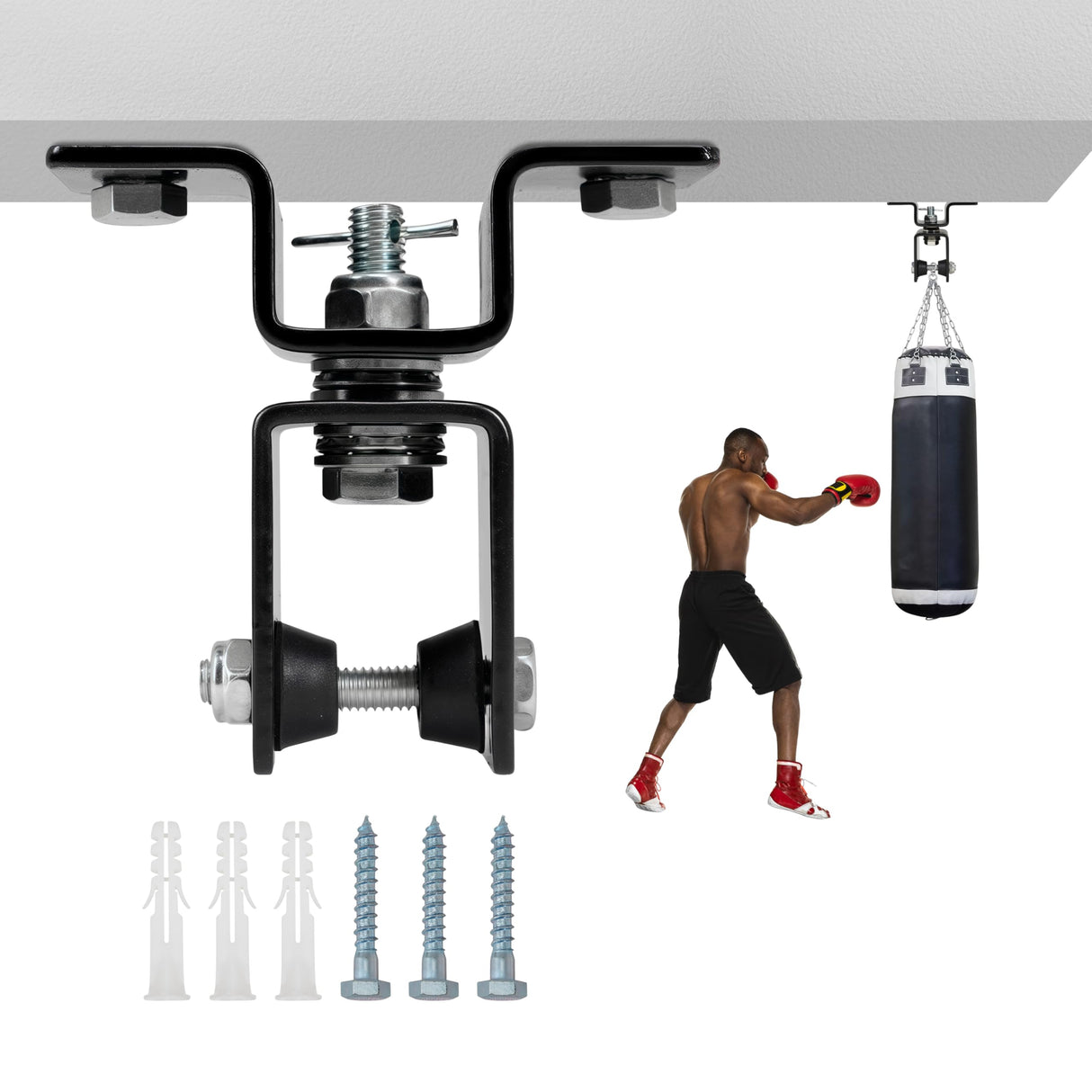 Rotating Punching Bag Hanger with 360degree Swivel Hook Heavy Duty Ceiling Wall Mount for Boxing MMA, Fitness Training Secure Adjustable Steel Bracket Speed Bag Aerial Yoga Swing Gymnastic Rings JARGUUO