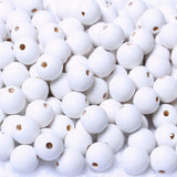 60 Pieces 18mm White Wood Beads for Handmade Crafts, Round Wooden Beads Bulk with 4mm Hole for for Farmhouse Garland,/ Craft Making woodeni
