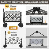 Elegear Wagon Cart Foldable Collapsible Heavy Duty, Folding Wagon with 360° All-Terrain Wheels&Smallest Folding Design, 220LBS Large Capacity Portable Utility Grocery Wagon for Sports Camping Shopping Elegear