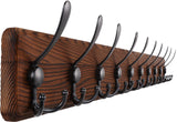 Gohiuo Rustic 38.6" Large Coat Rack Wall Mount, Long Wood Coat Hooks with 10 Triple Hooks, Heavy Duty Wooden Coat Hanger Wall Mount for Entryway, Farmhouse Hanging Jackets, Coats, Hats, Bags,Towel Gohiuo