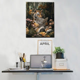 Jungle Animals DIY Paint by Numbers for Adults Tiger Reading Newspapers Digital Oil Painting Forest Kits on Canvas Acrylic Paint DIY Acrylic Paintwork Home Decor Gift 16x20 Inch (Frameless) Aihonmin