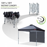 MASTERCANOPY Durable Pop-up Canopy Tent with 1 Sidewall (10'x10',Black) MASTERCANOPY