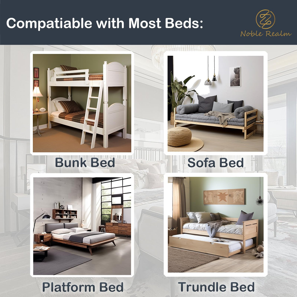 NobleRealm® Foldable Box Spring Queen | Queen Size Bunkie Board & Bed Support Slats | Bed Board for Mattress Support | Easy Setup, Correct Sleeping Posture, Reduce Backache (58.5X 64 Queen Size) Noble Realm