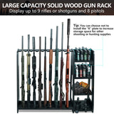 Semohop Gun Racks,Wooden Rifle Racks with Pistol Rack, Floor Standing Shotgun Rack Indoor, Gun Display Rack Rifle Storage Holder for Home or Garage Gun Storage - Holds up to 9 Long Guns and 8 Handguns Semohop