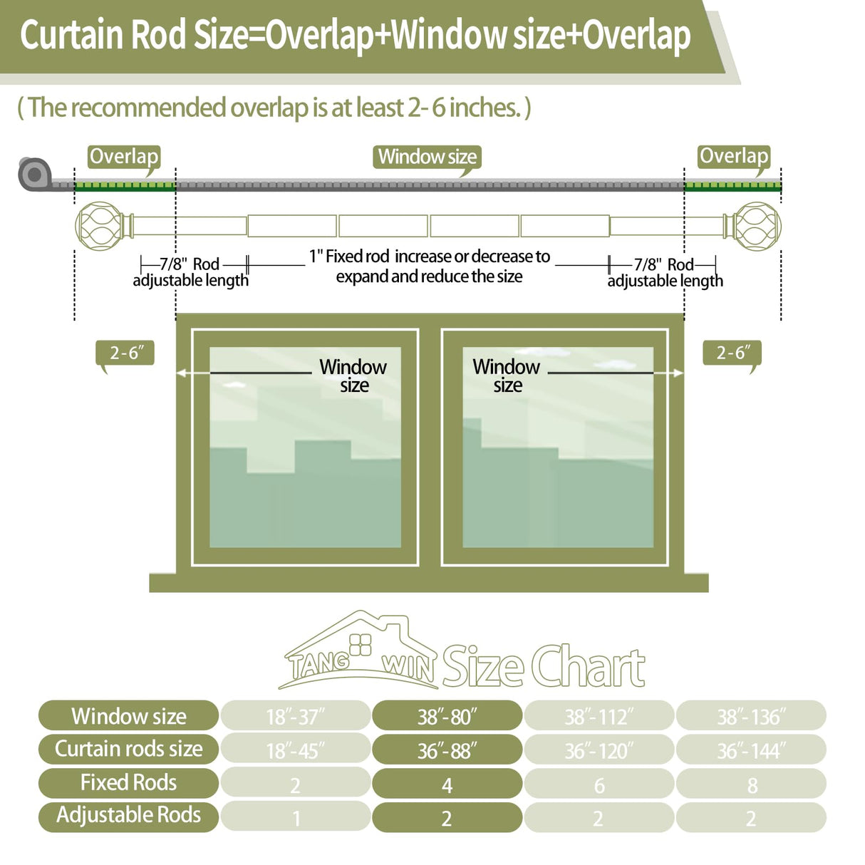 TANGWIN Wood Curtain Rods for Windows 48 to 84 Inch(4-7ft),1 Inch Adjustable Curtain Rod,Heavy Duty Curtain Rods,Wooden Netted Texture Finials Drapery Rods,Single Window Curtain Rod 36-88",Brown Wood TANGWIN