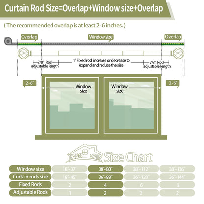 TANGWIN Wood Curtain Rods for Windows 48 to 84 Inch(4-7ft),1 Inch Adjustable Curtain Rod,Heavy Duty Curtain Rods,Wooden Netted Texture Finials Drapery Rods,Single Window Curtain Rod 36-88",Br - WoodArtSupply